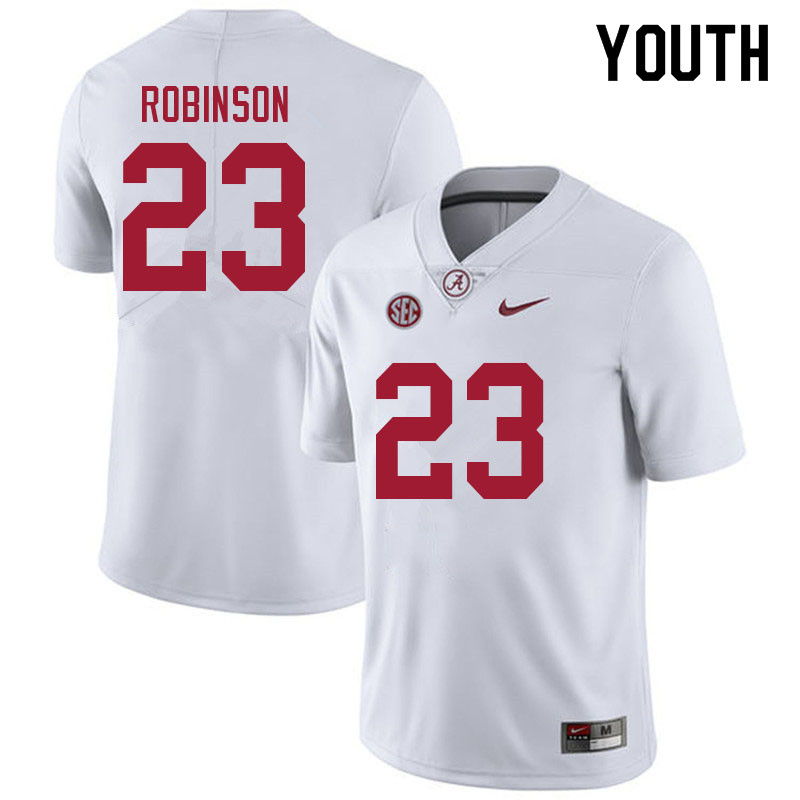 Youth #23 Jahquez Robinson Alabama Crimson Tide College Football Jerseys Sale-White